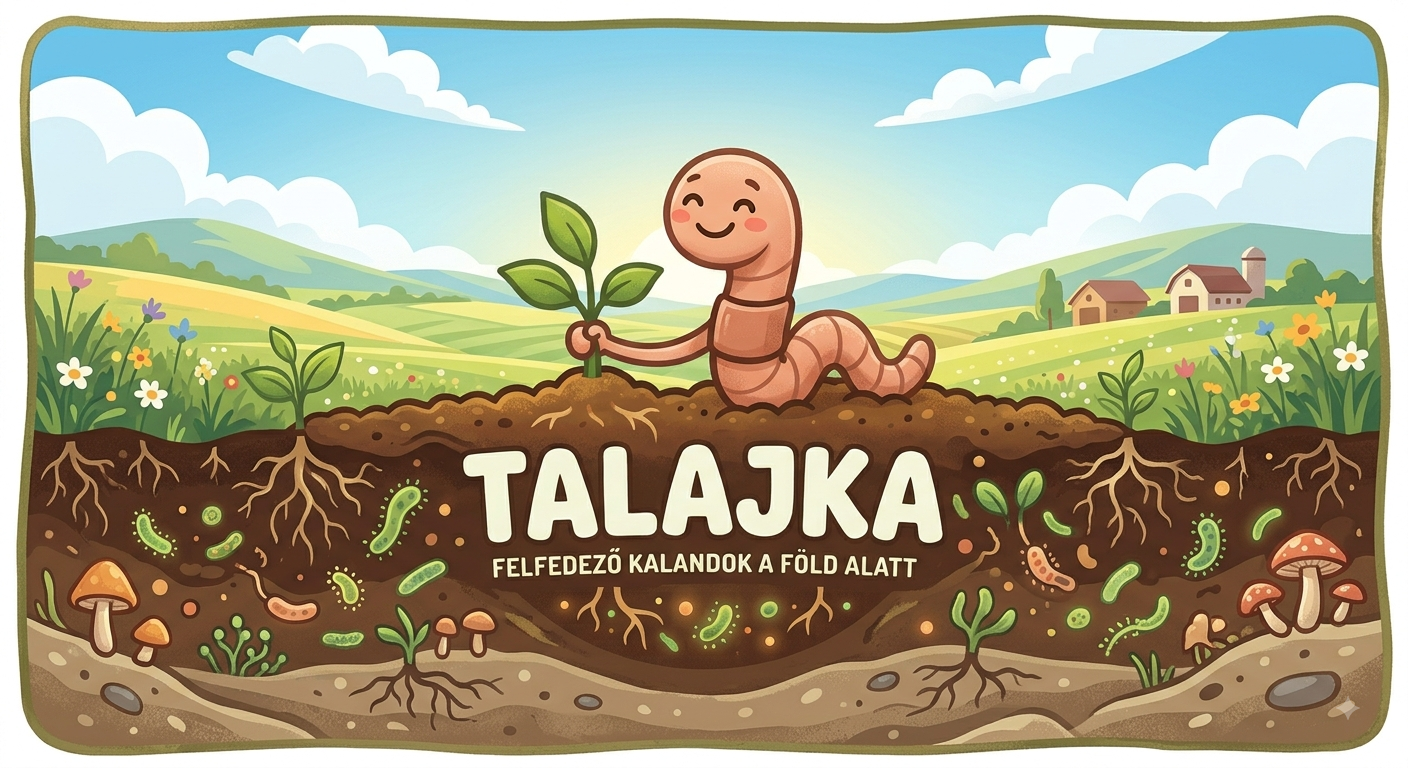 Talajka – mosolygó giliszta palántával a talajszelvény fölött